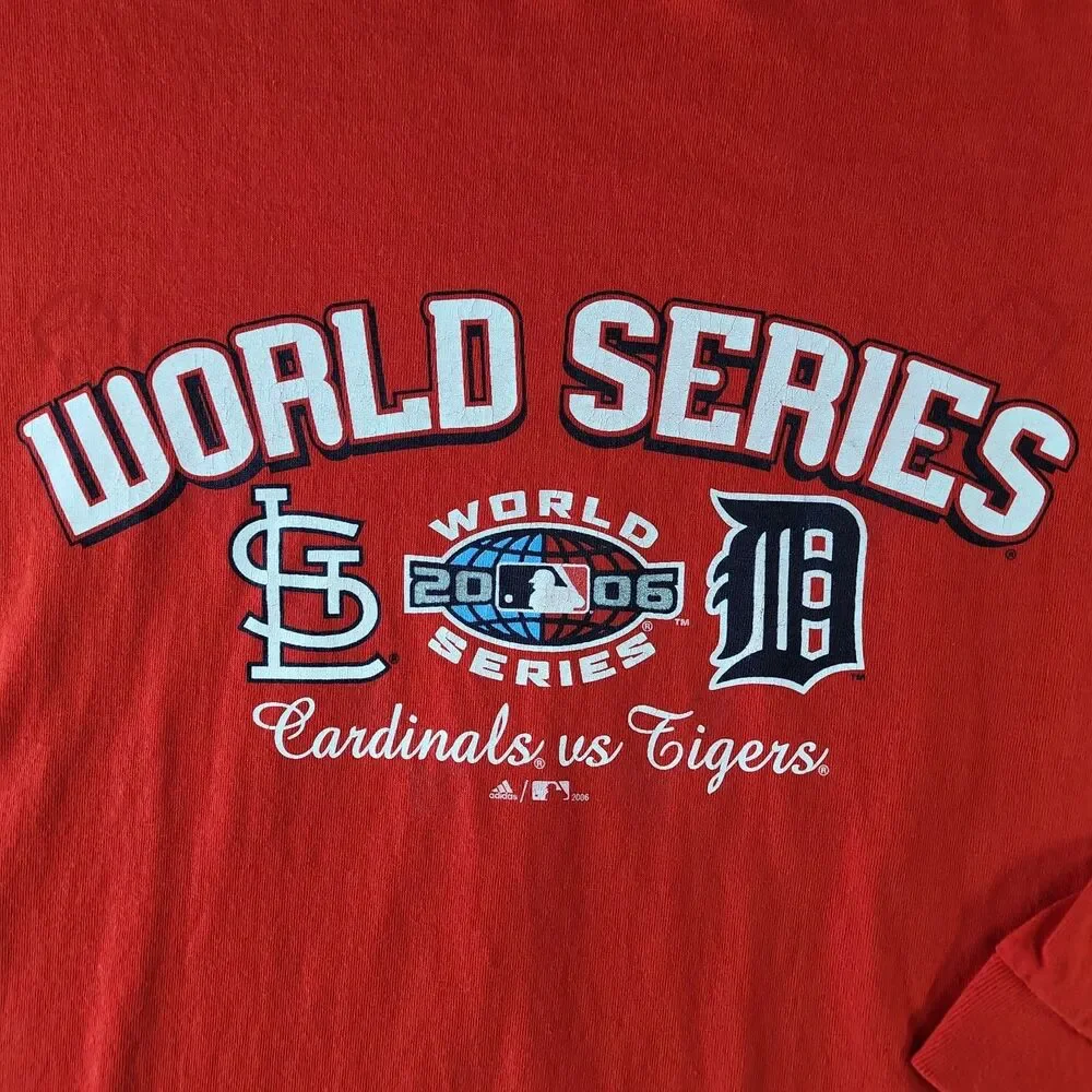 Vintage Adidas 2006 World Series Shirt Long Sleeve St Louis Cardinals vs Tigers